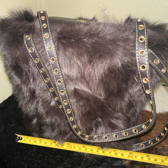 Brown Refurbished Real Rabbit Fur Purse Original Liz Claiborne Design/Handmade - Picture 6 of 10